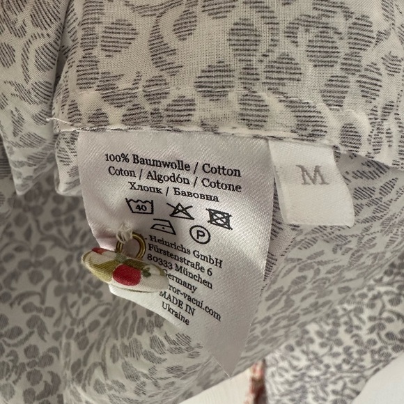 Horror Vacui Floral Blouse Sz M Scalloped Ruffle Collar Spring - Picture 11 of 11